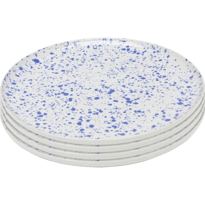 White stoneware plates with blue spots, set of 4 - Partito Sprinkles - Kare Design