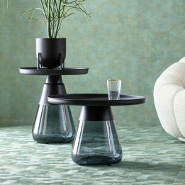 Smoked glass and black steel side table - Bottiglia - Kare Design