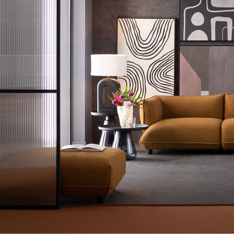 Smoked glass and black steel side table - Bottiglia - Kare Design