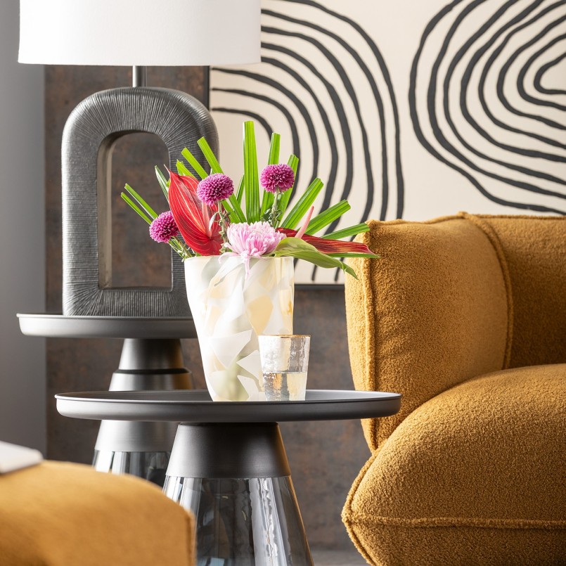 Smoked glass and black steel side table - Bottiglia - Kare Design