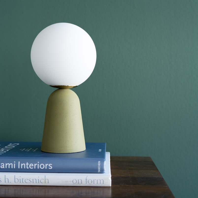 Lampe en verre blanc et ciment vert - Bollie - Kare Design