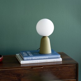Lampe en verre blanc et ciment vert - Bollie - Kare Design