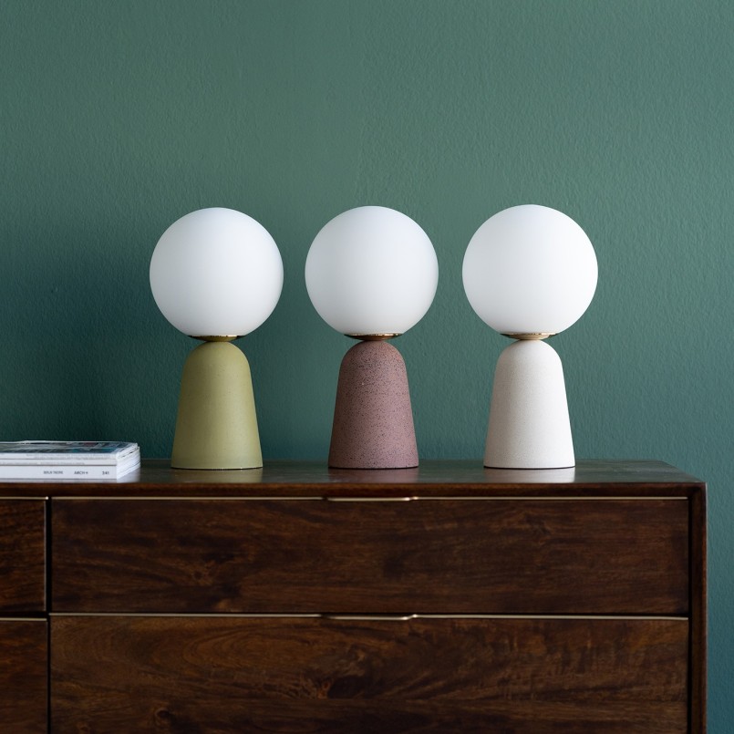 Lampe en verre blanc et ciment vert - Bollie - Kare Design