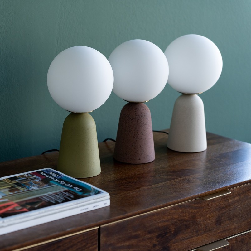 Lampe en verre blanc et ciment vert - Bollie - Kare Design