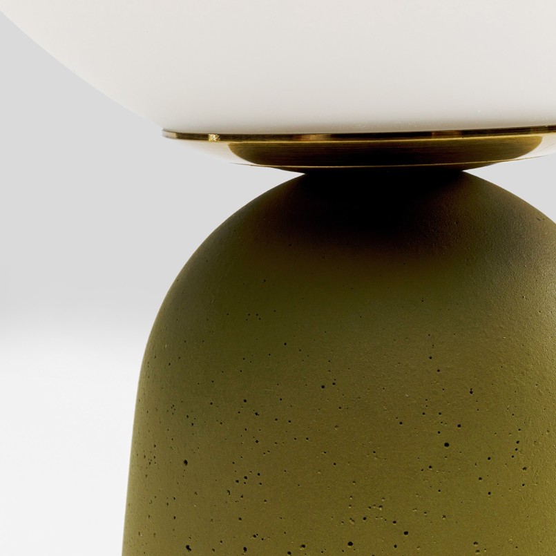 Lampe en verre blanc et ciment vert - Bollie - Kare Design