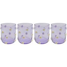 Verres à eau violets fleurs en relief - Party Flowers - Kare Design