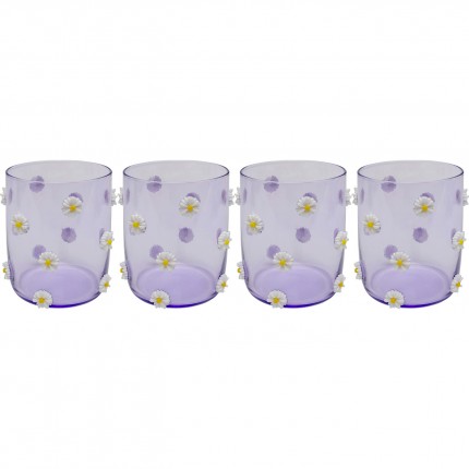Water Glass Party purple flowers (4/set) Kare Design