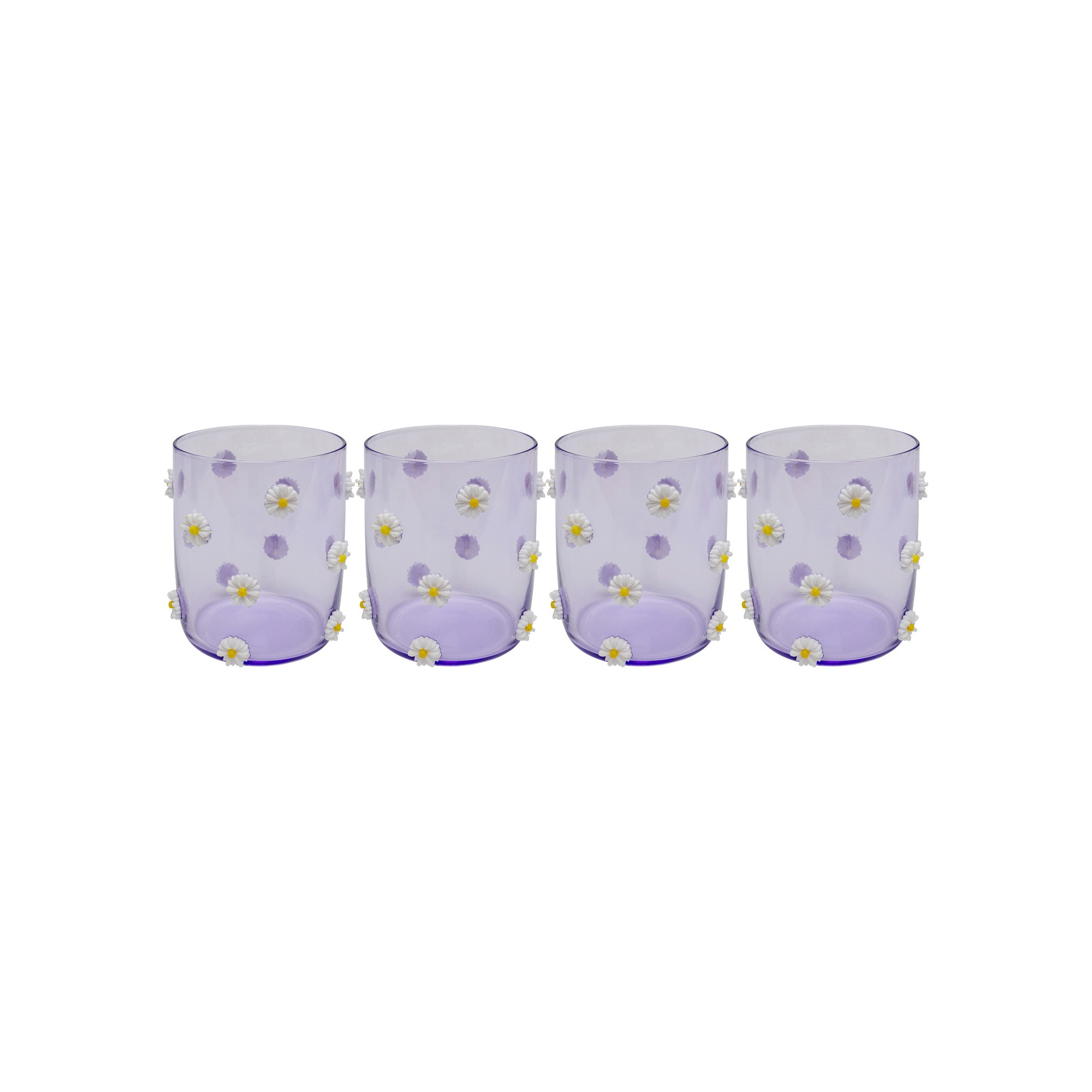 Verres à eau Party violets fleurs set de 4 Kare Design