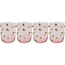Verres à eau roses cœurs dorés - Party Hearts - Kare Design