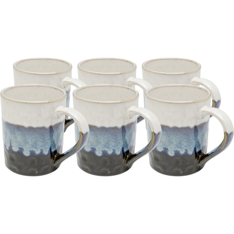Mugs en grès blanc, bleu, marron et vert - Brezza - Kare Design