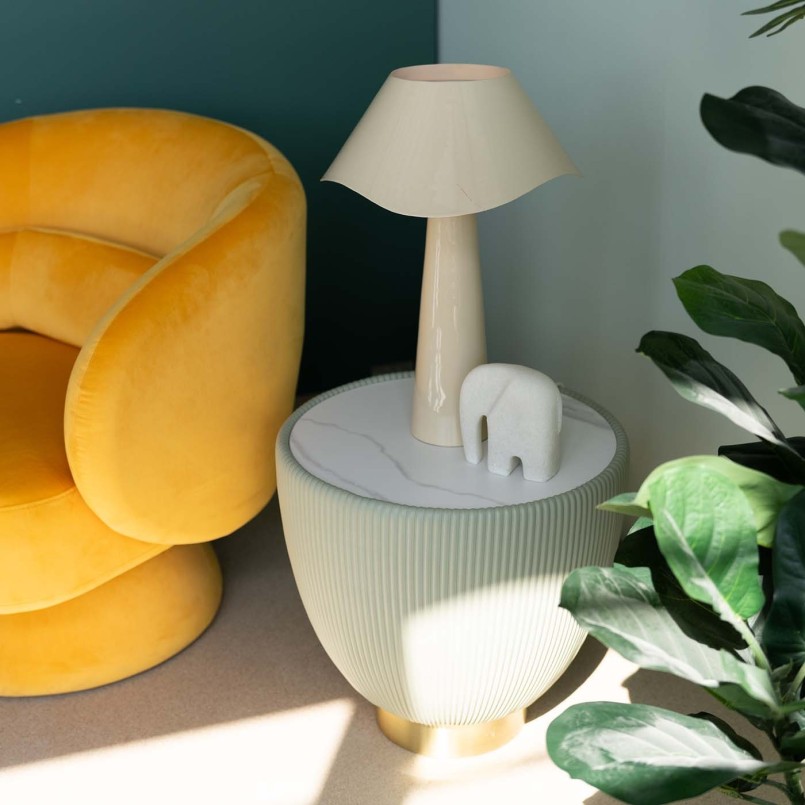 Round white marble effect side table - Endless - Kare Design