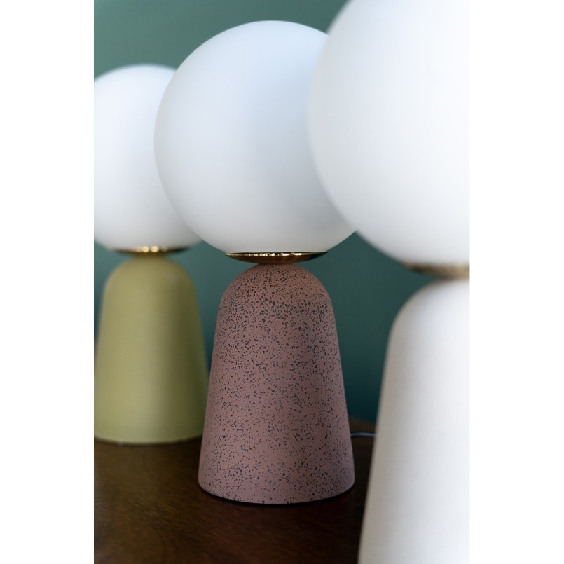 Lampe en verre blanc et ciment beige - Bollie - Kare Design