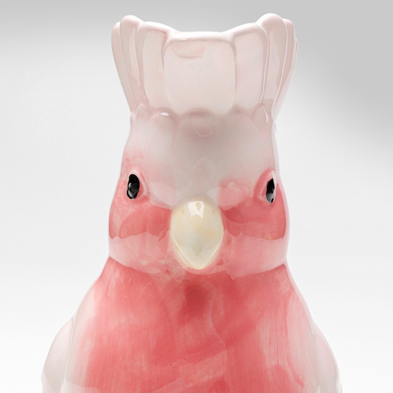 White and pink ceramic cockatoo decanter - Kare Design