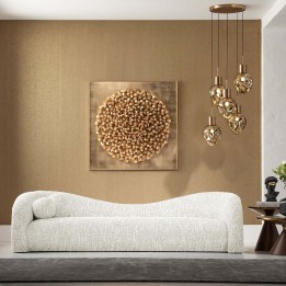 3-seater sofa in cream and beige woven fabric - Livia - Kare Design