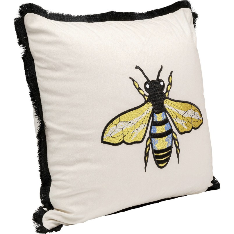 Coussin Bee blanc 45x45cm