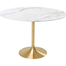 Table en grès blanc et acier doré - Invitation - Kare Design