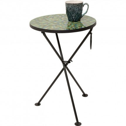 Table d'appoint Clack Mosaic 35cm verte et bleue Kare Design