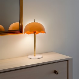 Retro lamp in orange steel and white marble - Lia - Kare Design