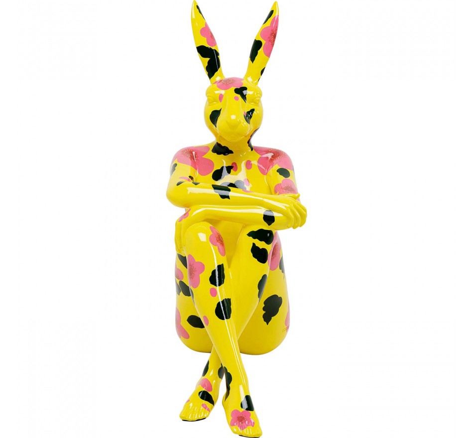 Deco Gangster yellow rabbit XL pink flowers Kare Design Deco Gangster yellow rabbit XL pink flowers Kare Design