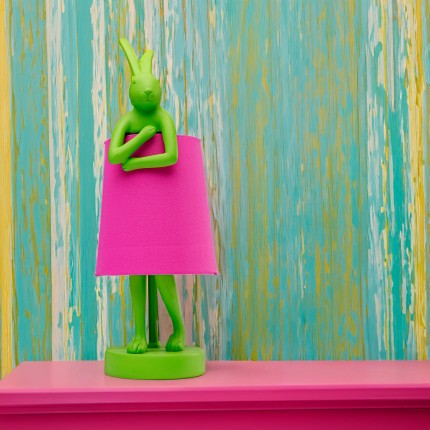 Lampe Animal lapin 50cm verte et rose Kare Design