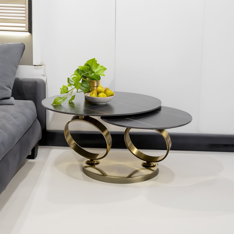 Table basse pivotante dorée et noire - Beverly - Kare Design