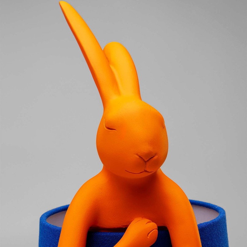 Violet rabbit lamp in orange and blue linen - Animal - Kare Design
