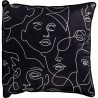 Coussin visages abstraits blancs sur fond noir - Kare Design