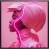 Tableau encadré Pink Woman LED 80x80cm