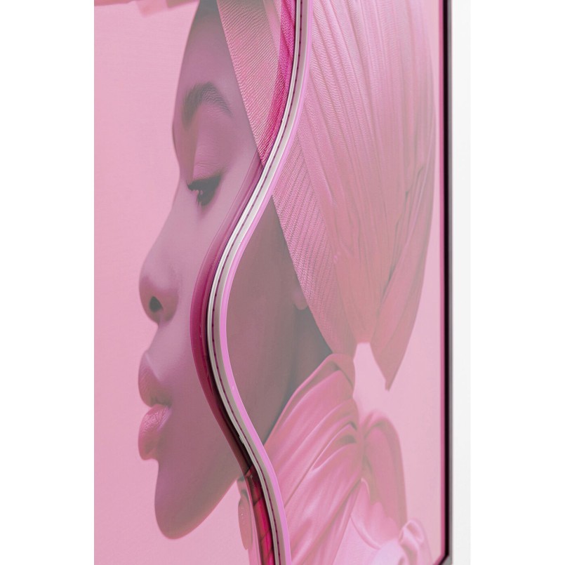 Tableau encadré Pink Woman LED 80x80cm