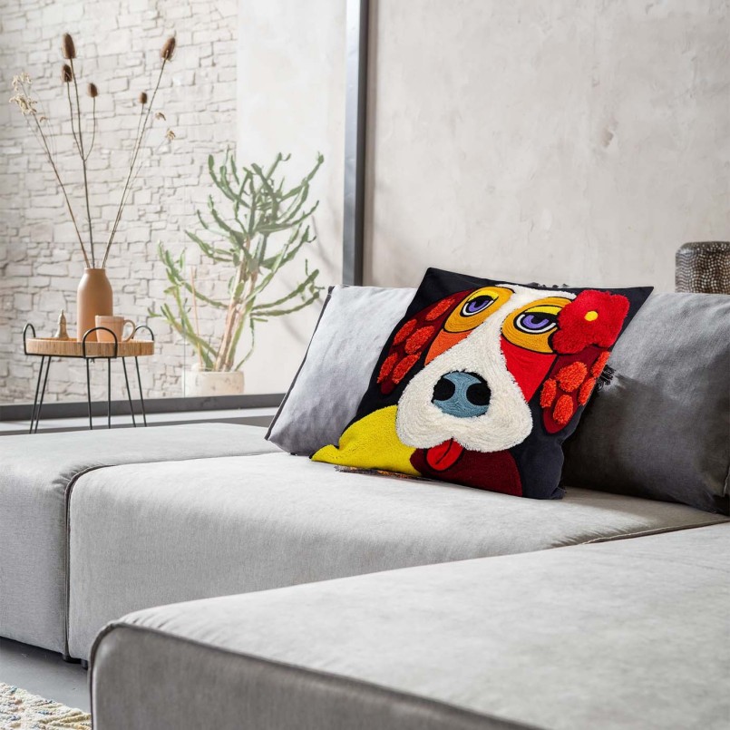 Coussin tête chien basset - Kare Design