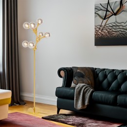 Floor lamp in glass and gold-plated steel - Atomic Balls - Kare Design