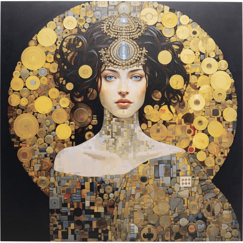 Tableau verre Art Nouveau Lady 3D 120x120cm