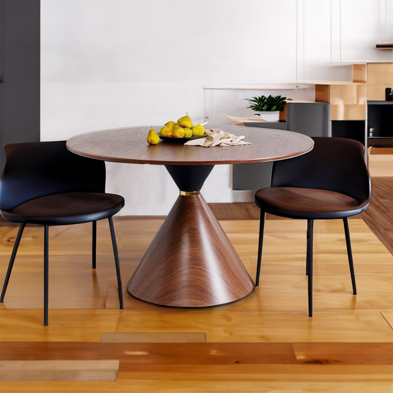 Table à manger ronde en noyer - Cono - Kare Design