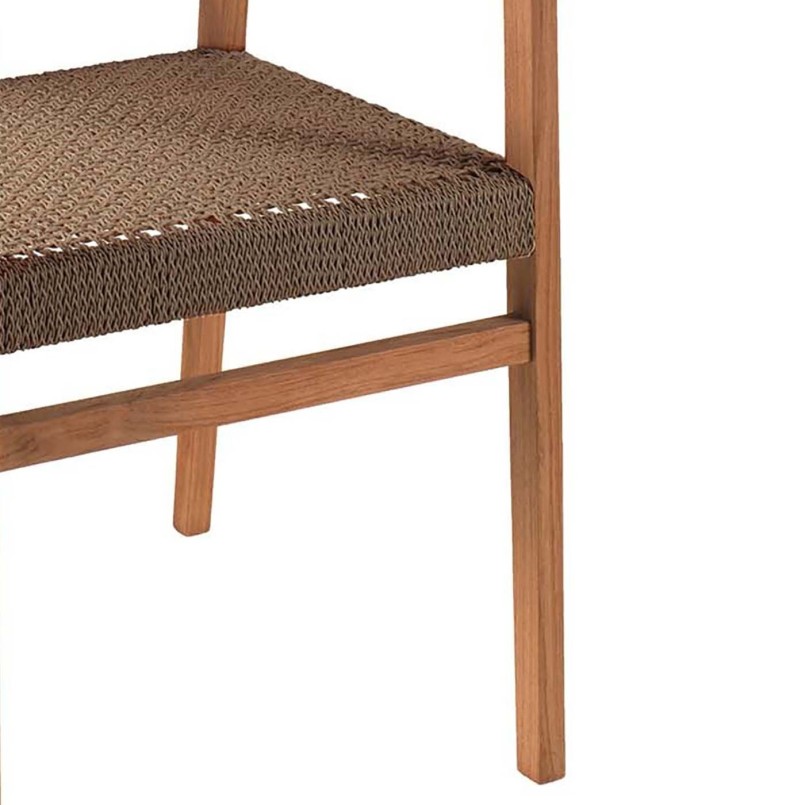 Teak and brown rope garden chair - Luna - Gescova