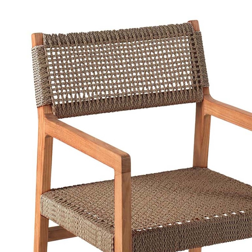 Teak and brown rope garden chair - Luna - Gescova
