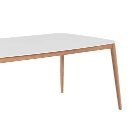 Table de jardin en teck et Duranite blanche - Helsinki - Gescova
