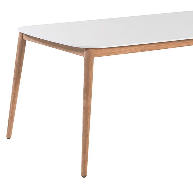 Teak and black Duranite garden table - Helsinki - Gescova
