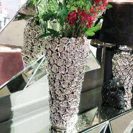 Vase roses en relief chromé - Kare Design