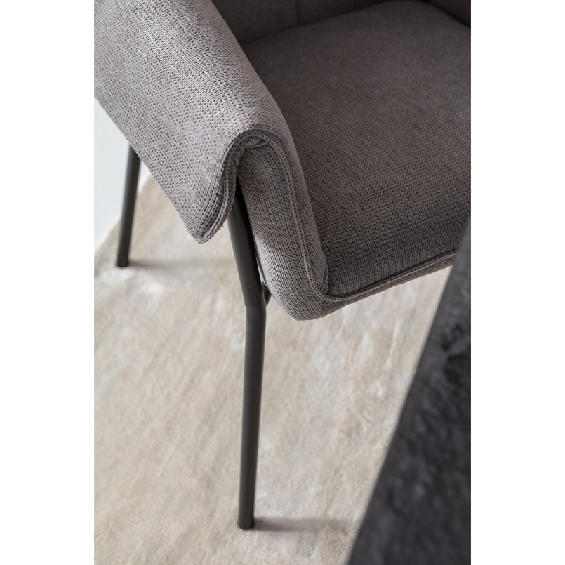 Chair with armrests in grey woven fabric - Bess - Kare Design