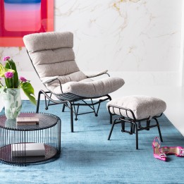 Beige rocking chair and footrest - Vienna - Kare Design