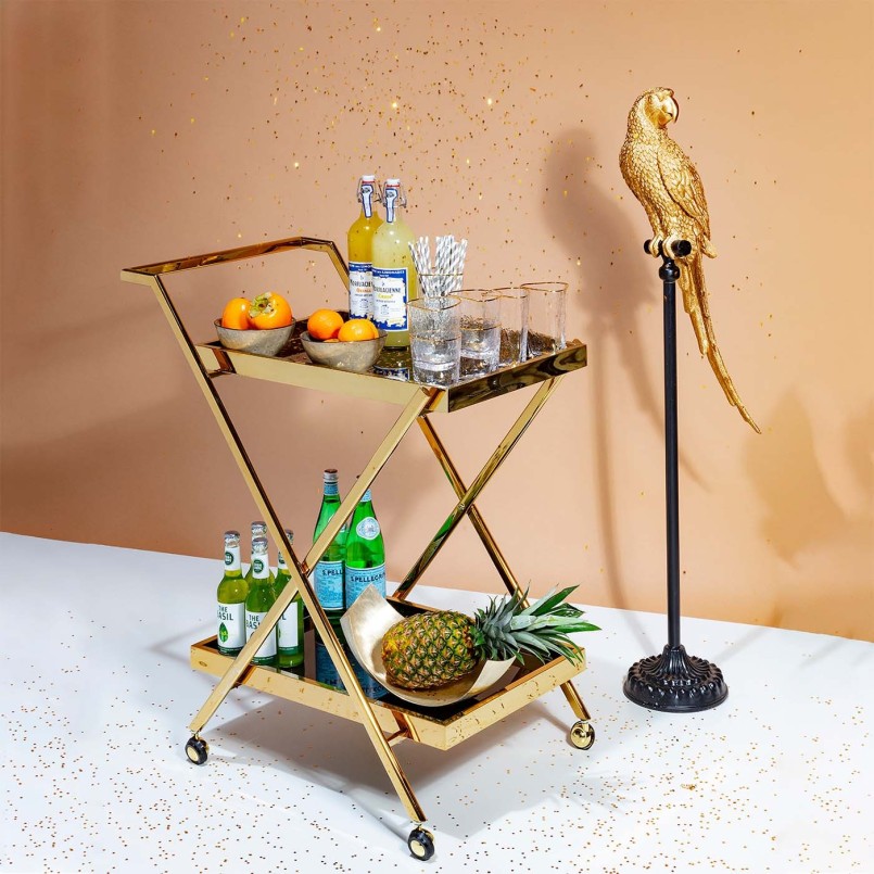 Déco perroquet doré perché - Kare Design