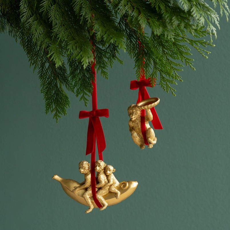 Déco trio singes dorés banane Kare Design