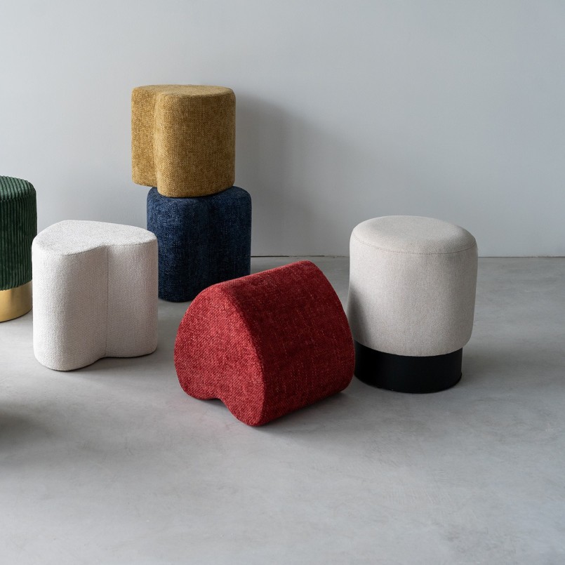 Cream fabric and black steel stool - Cherry - Kare Design