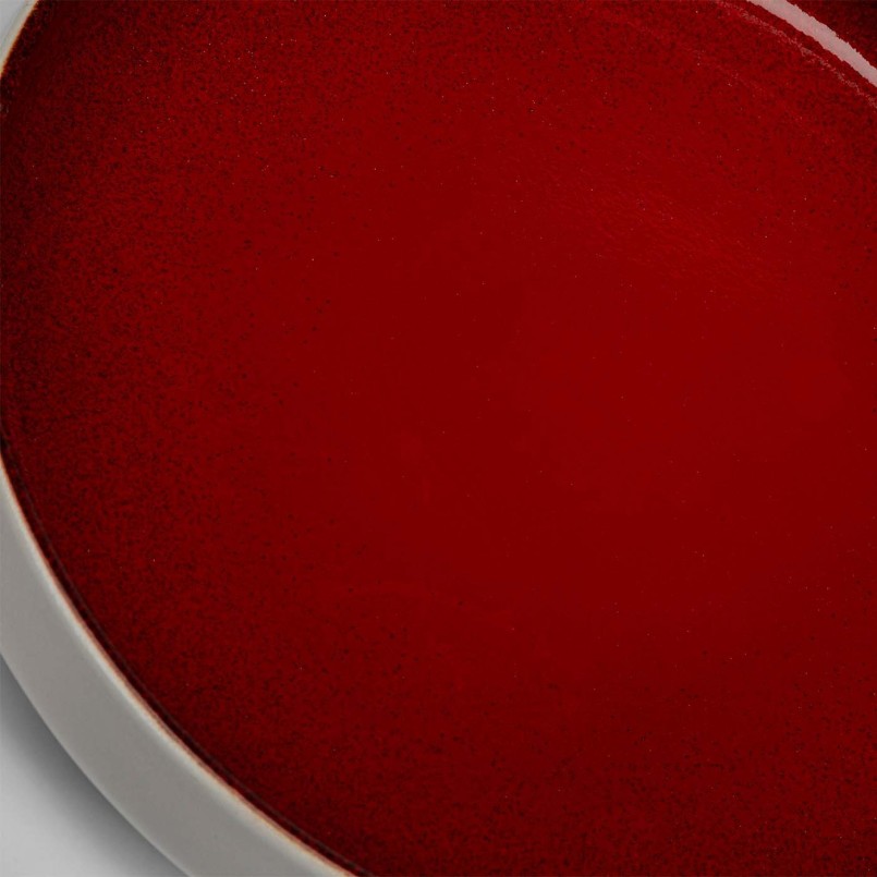 Assiettes creuses en porcelaine rouge et blanche - Colorino - Kare Design