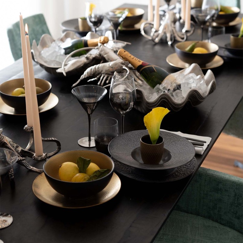 Assiettes noires en grès - Cosmsos - Kare Design