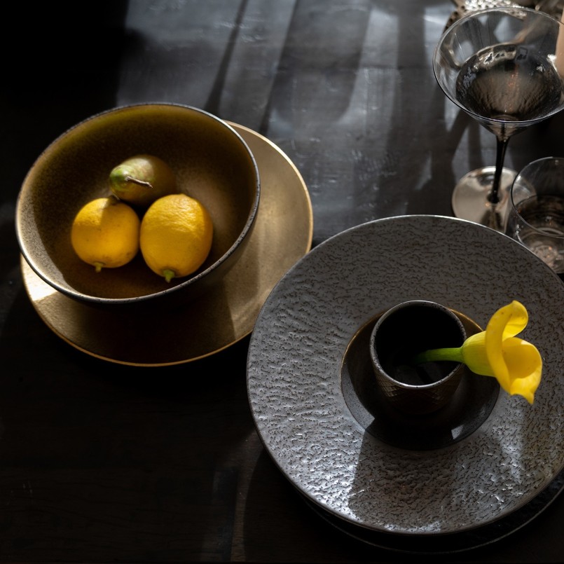 Assiette en céramique dorée - Diva - Kare Design