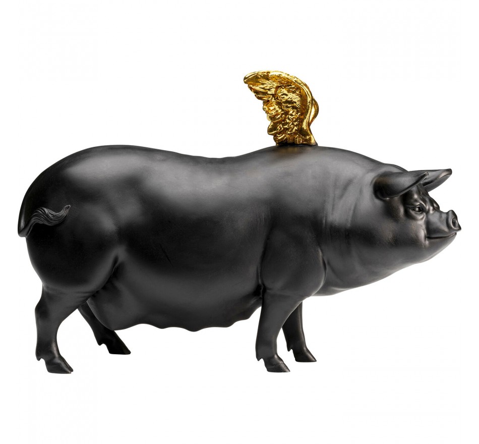 Deco black pig gold wings 20cm Kare Design Deco black pig gold wings 20cm Kare Design