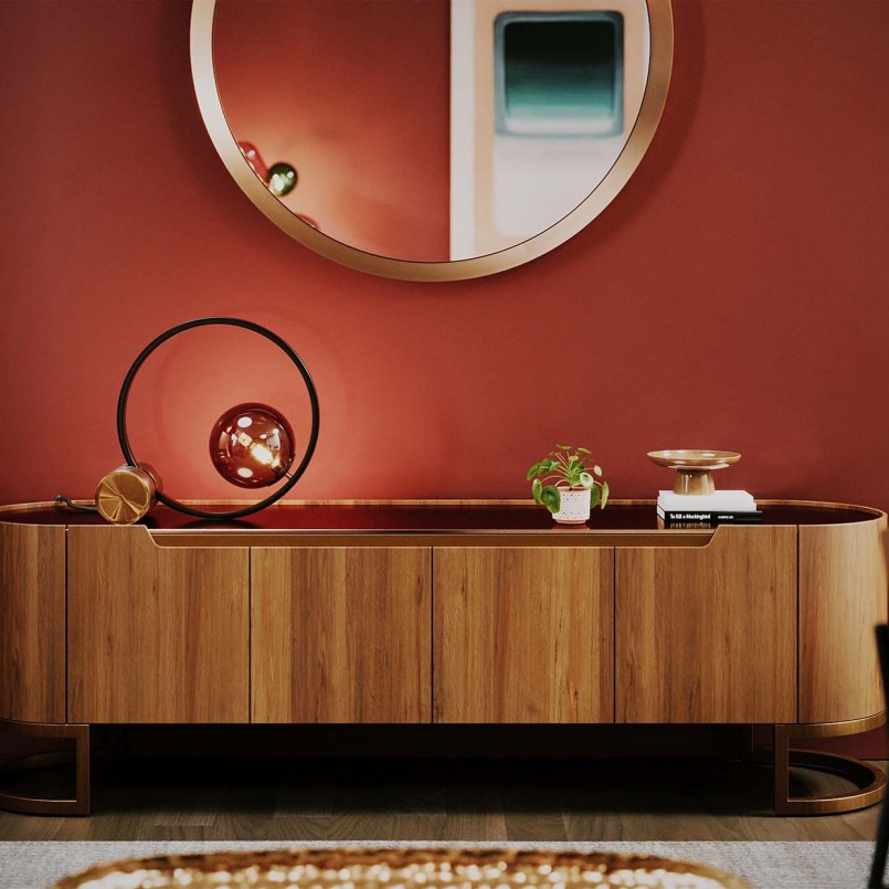 Wood and glass effect TV stand - Giorgio - Kare Design