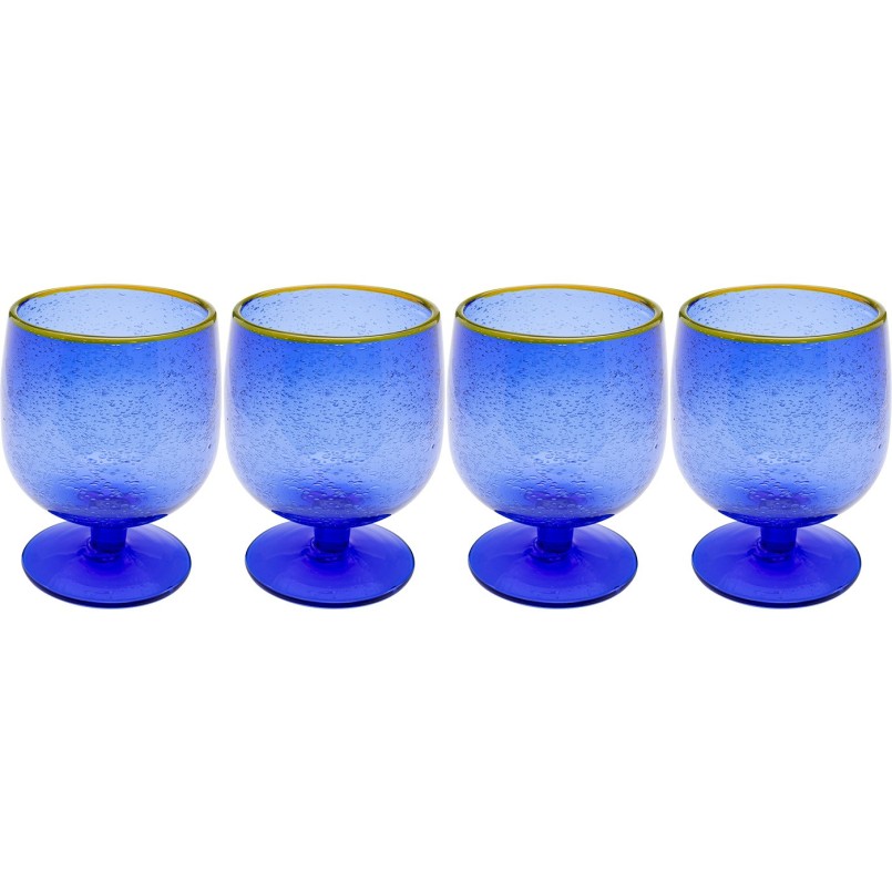 Verres à vin bleus en verre set de 4 - Bubbles - Kare Design