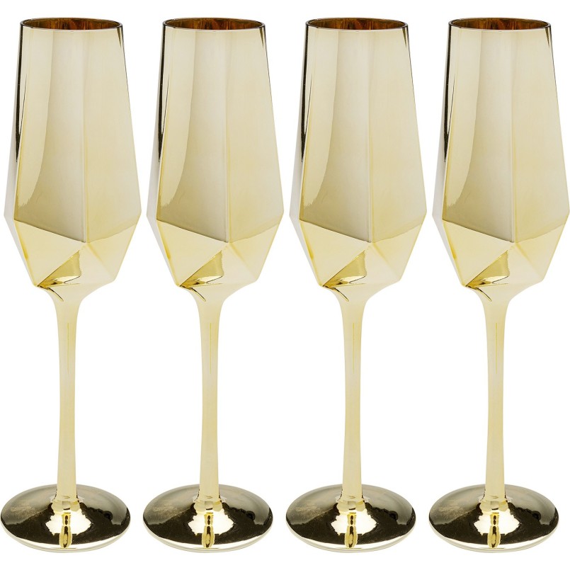 Champagne Glass Diamond gold (4/Set) Kare Design